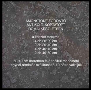Toronto Limestone Tiles Roman Pattern Set, Antiqued Matte