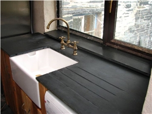 Vermont Mountain Black Slate With Drain Grooves