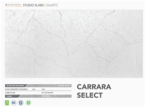 Studio Slabs - Carrara Select Quartz Kitchen Countertop