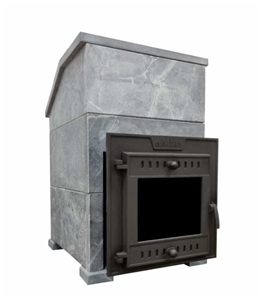 Cast Iron Stove With Steam Generator Box And Soapstone Cladding