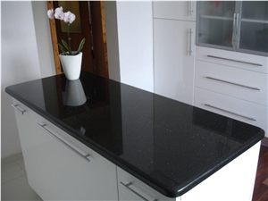 Black Galaxy Granite Kitchen Countertop, Island Top
