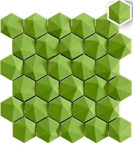 3Dhex Green Porcelain Mosaic Tiles