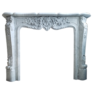Hot Sale New Design  Guangxi White  Marble Carved Fireplace