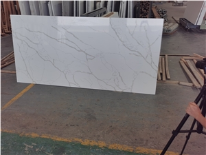 Quartz Stone Calacatta White Engineerd Stone Slabs