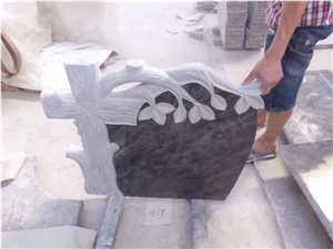 Bahama Blue Granite Carved Tree Shape Headstone Tombstone