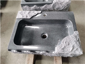 G654 Dark Grey Granite Carved Wash Basin Sink