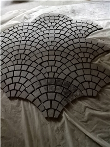 G684 Black Basalt Cube Stone Fan Pattern Paver Cobble