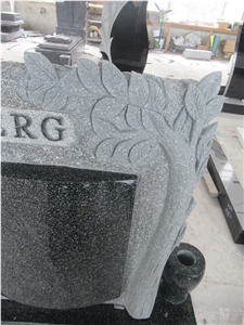 Grey Granite Book Headstone With Vases Headstone European