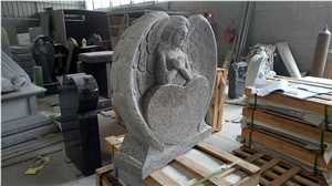 Grey Granite G603 Angel Wings Headstone Tombstone American