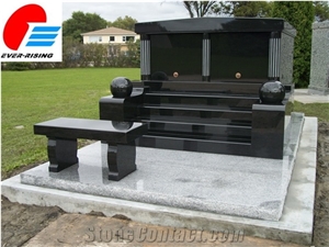Black Double Mausoleum With Steps