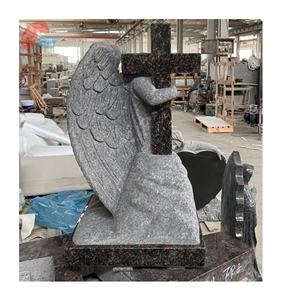 ON SALE!!!  Angel W/Cross Headstone Polished Granite