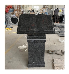 ON SALE!!!  Book Shape Carved Upright Headstone, Steel Gray Granite