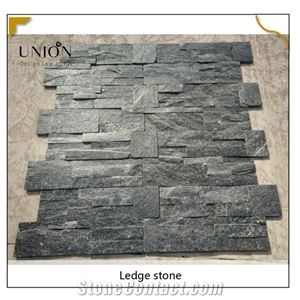 UNION DECO 18X35cm Z Shape Natural Black Quartzite Stone Wall Panel