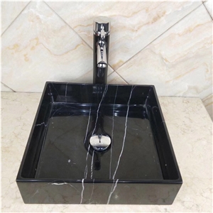 China Black Marquina Marble Bathroom Rectangle Sinks