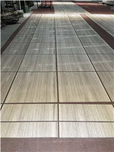 China Wooden White Vein Marble Slabs Customizable