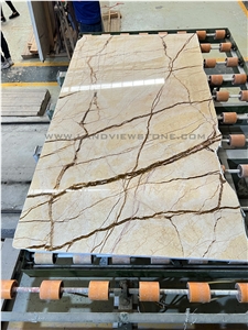 Bookmatched Sofita Beige Marble Slab Tiles