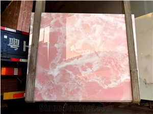 Afghan Pink Onyx Small Slabs Polished For Bedroom Design