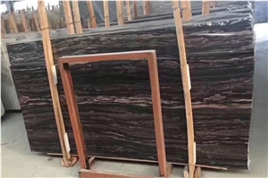 China Purple Wooden Marble Brown Stone Slab Tile