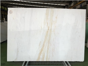 Golden Silk White Marble Slab, 290*190*1.8 Cm Polished