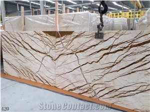 Turkey Dragon Gold Marble Bookmatched Large Slabs