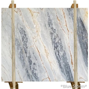 Blue Storm Bookmatching Marble Slab