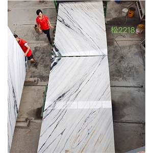 Bookmatch China Panda White Marble Slabs For Background Wall