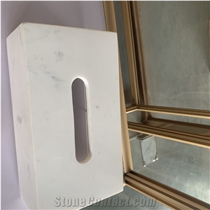 Custom White Marble Tissue Box For Hotel And Villa Decor