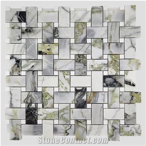 Customized Morden Design Ice Jade Green Marble Mosaic Tiles