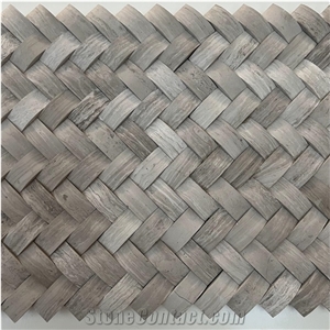 Factory Price Wooden Grey Marble Mosaic Tiles For Wall Decor