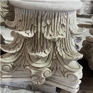 High Quality Hand Carved Marble Column Capital Stone Pillar