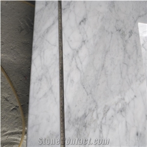 Italian Carrara White Prefab Commercial Bathroom Vanity