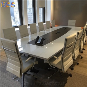 Aritificial Marble Conference Table, Boat Shaped Meeting Table