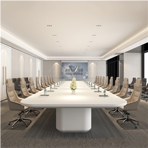 Long Conference Table With Chair White 22 Seater