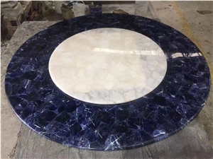Semiprecious Stone Coffee Table Rose Agate Side Cafe Table