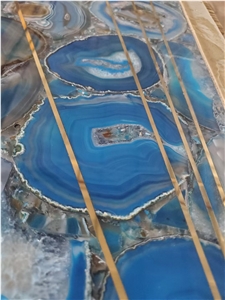 Semiprecious Stone Panels Blue Agate Gemstone Slabs