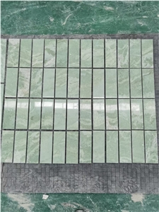 China Green Jade Mosaic Tile Linear Strips Backsplash Mosaic