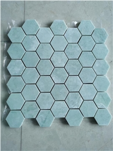 Green Marble Kitchen Mosaic Ming Green Hexagon Backsplash