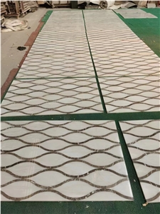 Marble Green White Waterjet 3D Mosaic Floor Carpet Medallion