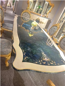 Marble Luxury Green Restaurant Table Tops Stone Work Tops