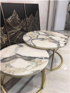 Marble Mosaic Table Tops Round Stone Waterjet Coffee Table