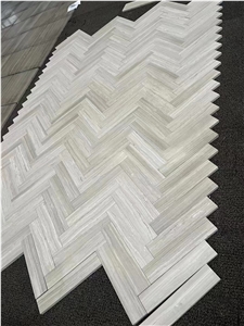 Marble White Wood Floor Tile Wooden Herringbone Kitchen Tile