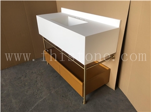 Pure White Acrylic Top Solid Stone Vanity Top Bathroom Top Unit