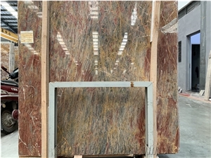 China Van Gogh Emperor Red Yellow Marble Polished Slabs