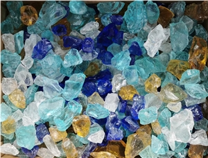 Light Blue Glass Chippings Garden Decorative Glass Rock