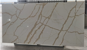 Artiffical Calacatta White Golden Design Quartz Stone