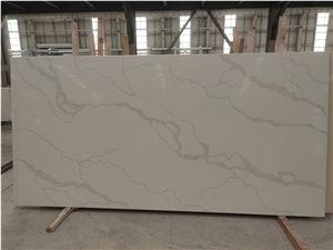 White Quartz Slab Glossy Surface In 20Mm Thick
