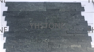Black Natural Quartz Stacked Stone Veneer Wall Panels