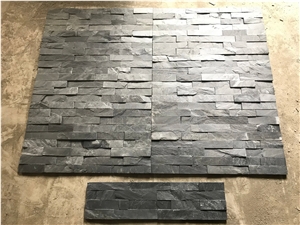 Black Natural Slate Stacked Stone Veneer Wall Panels