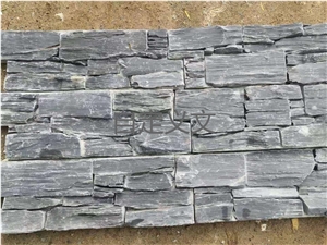 Black Natural Slate Stone Cemented Ledgestone Wall Panels