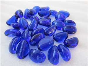 Decorative Transparent Blue Glass Pebbles